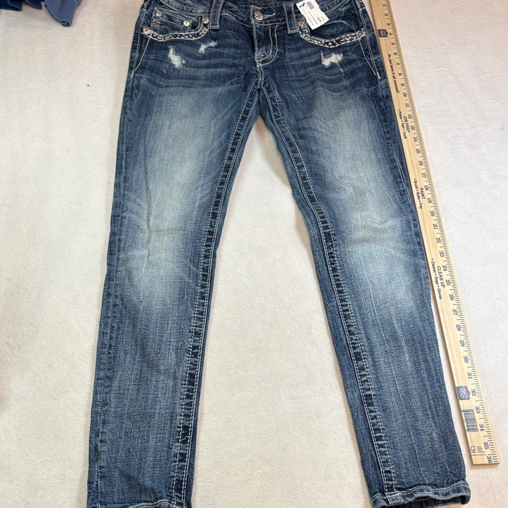 Miss Me Distressed Blue Straight Leg Jeans